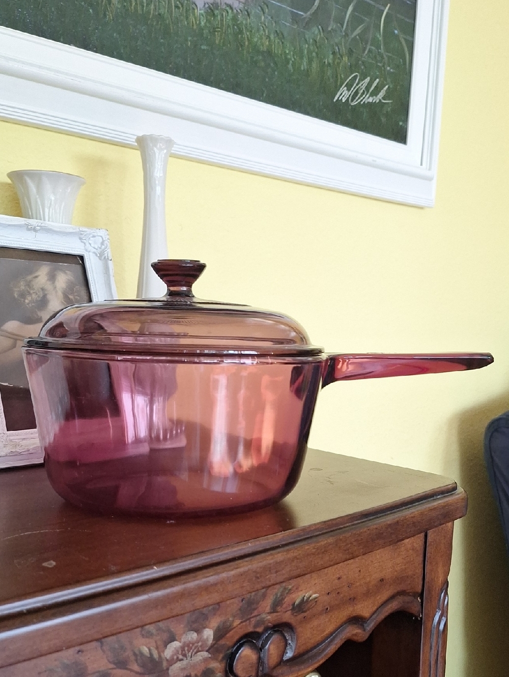 Vision Purple Glass Saucepan with Lid - Elegant Heat-Resistant Cookware